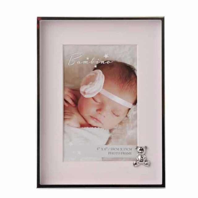 Widdop Bambino silver-plated photo frame with decoration - Teddy Pink