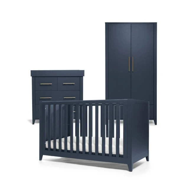 Mamas & Papas Set - Melfi Bed, Dresser and Wardrobe - Midnight Blue