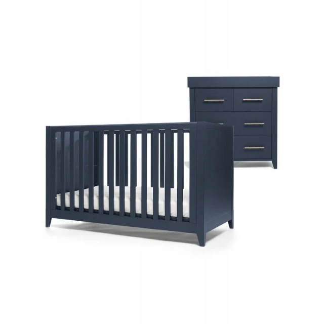 Mamas & Papas Set - Melfi Bed and Dresser - Midnight Blue