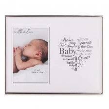 Widdop Celebrations Silver Plated Photo Frame with Captions - Heart With Love