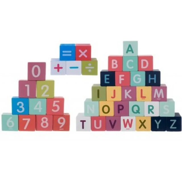 Large wooden set for children with cubes, puzzle and constructor (damaged packaging)