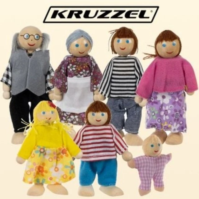 Small wooden children’s dolls for play - Family