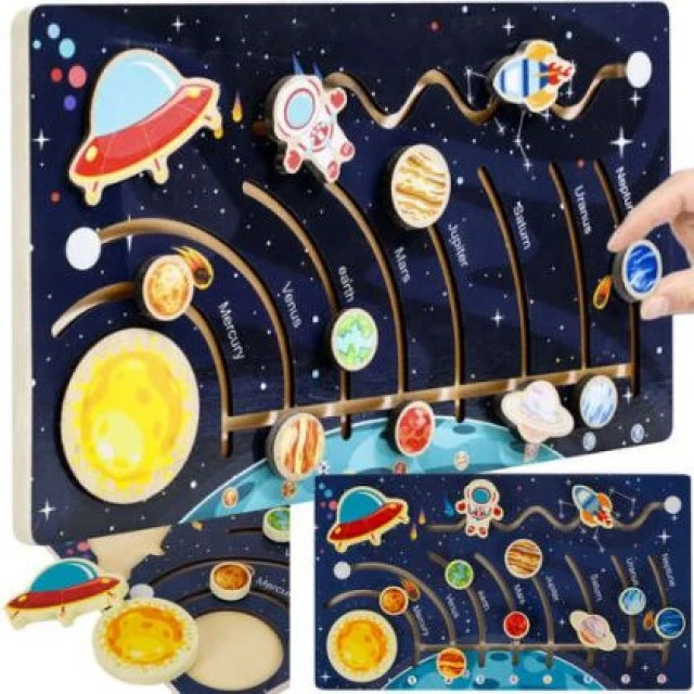 Montessori wooden puzzle Solar System - Kruzzel