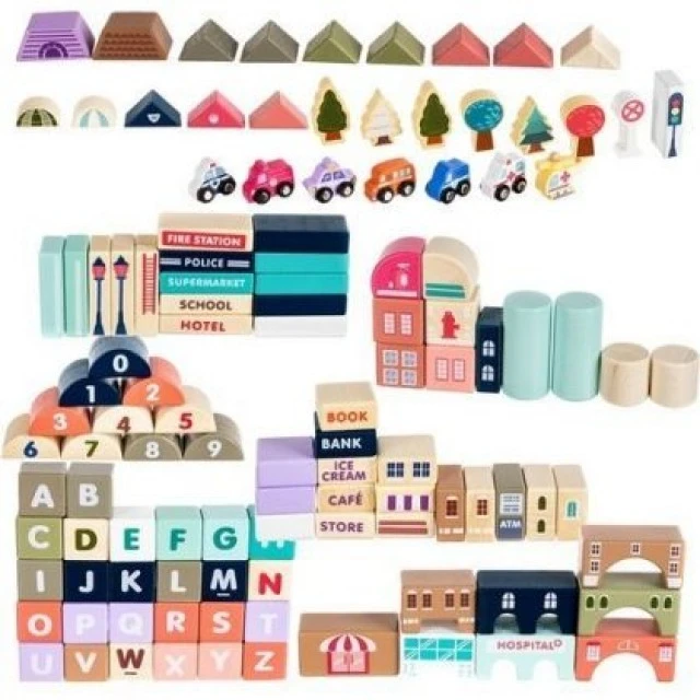 Wooden building blocks set - Build a city