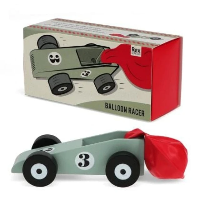 Wooden race car powered by a balloon