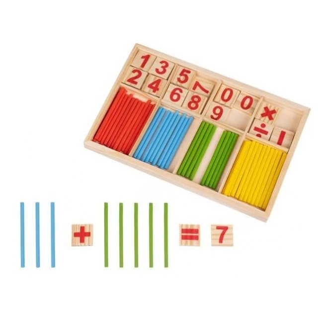 Wooden math game based on the Montessori method