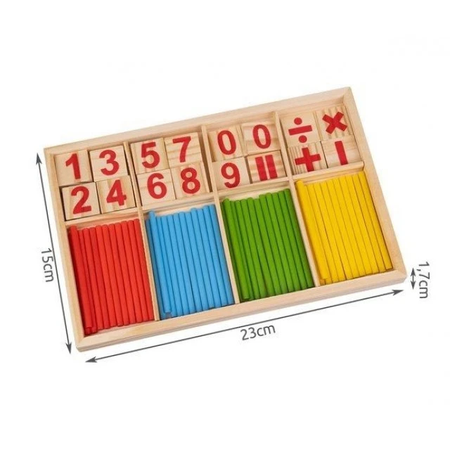 Wooden math game based on the Montessori method