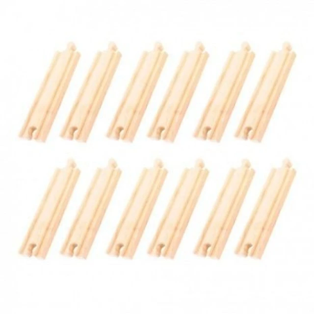 Bigjigs set of 12 wooden tracks Medium straights