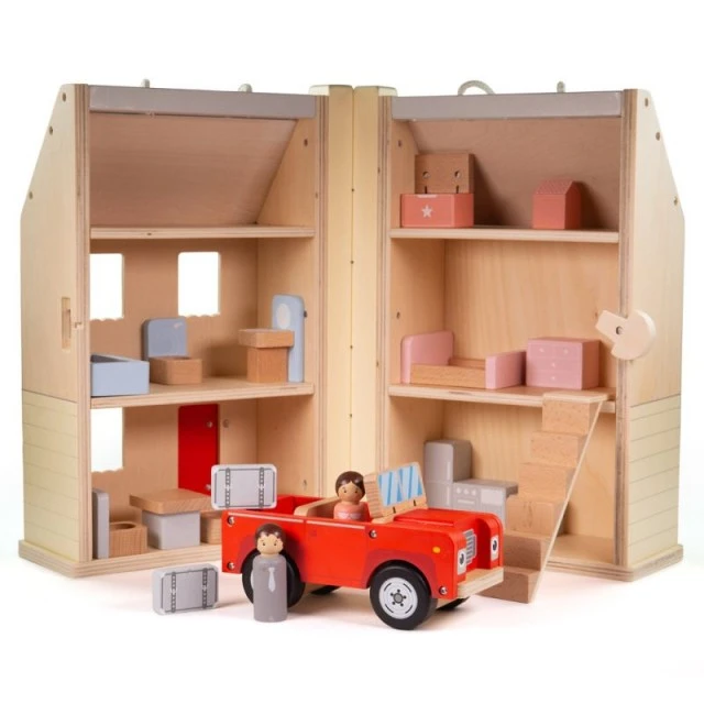 Bigjigs- Wooden folding dollhouse