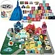 Large wooden set for children with cubes, puzzle and constructor