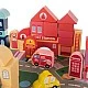 Large wooden set for children with cubes, puzzle and constructor