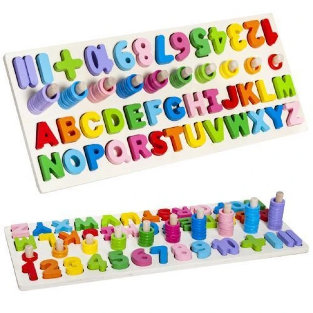 English alphabet and numbers wooden puzzle - 20 pieces - Kruzzel