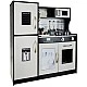 Modern wooden play kitchen with sounds, light and accessories - black - Kruzzel