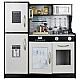Modern wooden play kitchen with sounds, light and accessories - black - Kruzzel