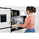 Modern wooden play kitchen with sounds, light and accessories - black - Kruzzel