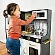 Modern wooden play kitchen with sounds, light and accessories - black - Kruzzel