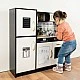 Modern wooden play kitchen with sounds, light and accessories - black - Kruzzel