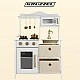 Модерна дървена кухня за игра със звуци, светлина и аксесоари - бял, бежов и златист цвят - Kruzzel