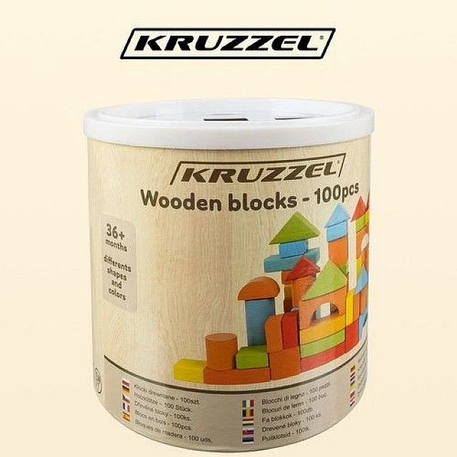 Wooden blocks - 100 pieces - Kruzzel