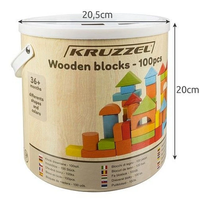 Wooden blocks - 100 pieces - Kruzzel