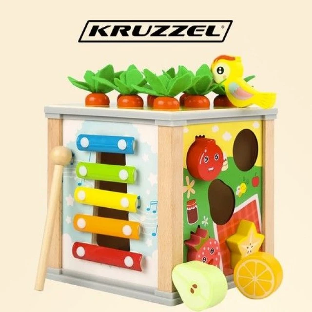 Дървено образователно сортер кубче - Kruzzel
