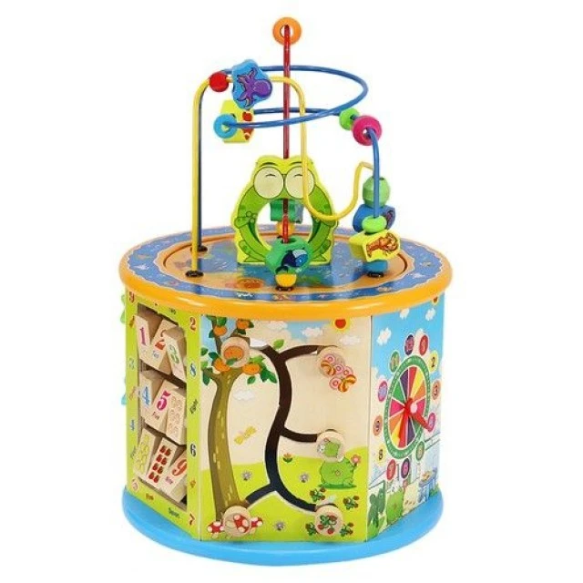Wooden educational cube with moving elements - Kruzzel
