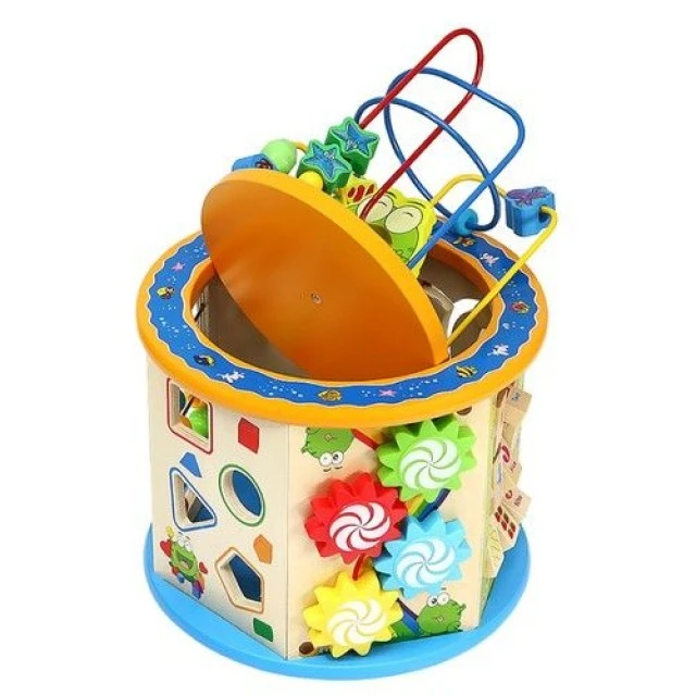 Wooden educational cube with moving elements - Kruzzel