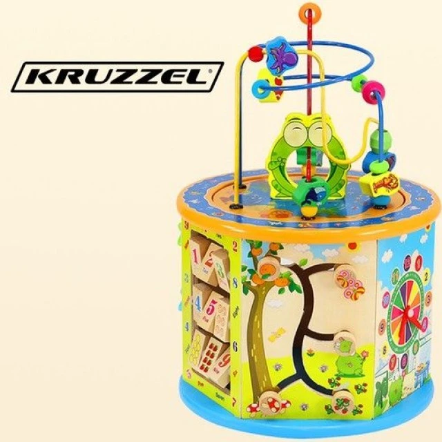 Wooden educational cube with moving elements - Kruzzel