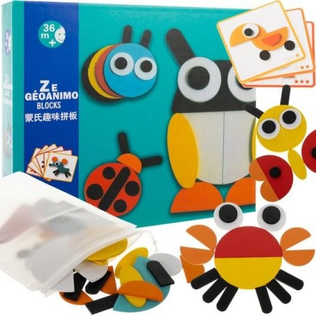 Wooden puzzle animals and insects - 49 pieces - Kruzzel