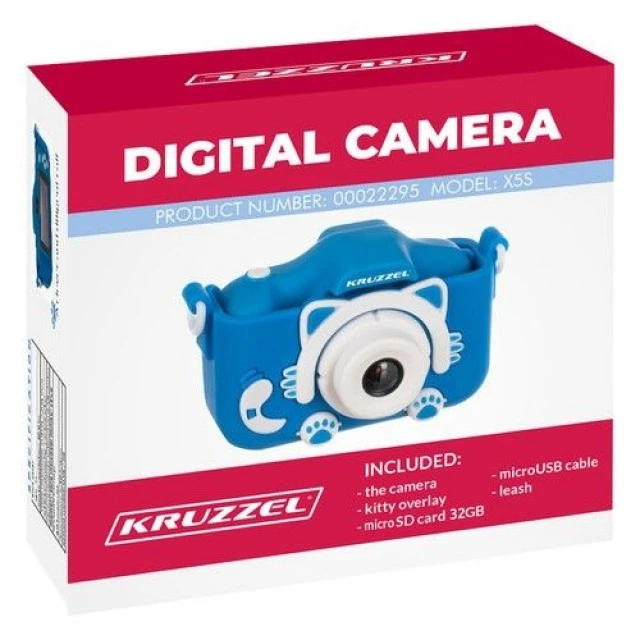 Blue Digital Full HD Camera with + 32GB Memory Card and Built-in Games and Selfie Camera - Kruzzel