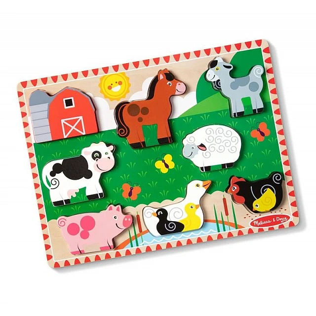 Детски масивен мъзел 8 части - Селскостопански животни - Melissa & Doug
