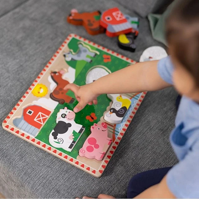 Детски масивен мъзел 8 части - Селскостопански животни - Melissa & Doug