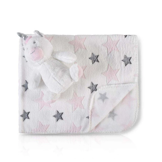 Бебешко одеяло 90/75 cm с играчка Unicorn Stars