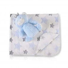 Baby blanket 90/75 cm with Blue Bear toy