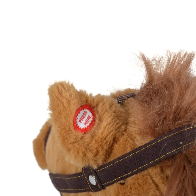 Rocking plush horse Thunder khaki on wheels