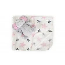 Baby blanket 90/75 cm with Elephant pink toy