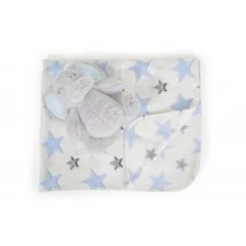 Baby blanket 90/75 cm with toy Elephant blue