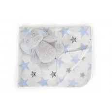 Baby blanket 90/75 cm with toy Elephant blue
