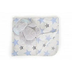 Baby blanket 90/75 cm with toy Elephant blue