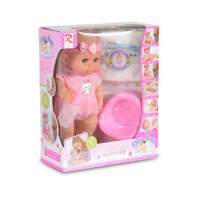 Кукла 31cm пишкаща с гърне розово 8123