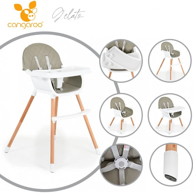 Wooden dining chair Gelato 2in1 gray