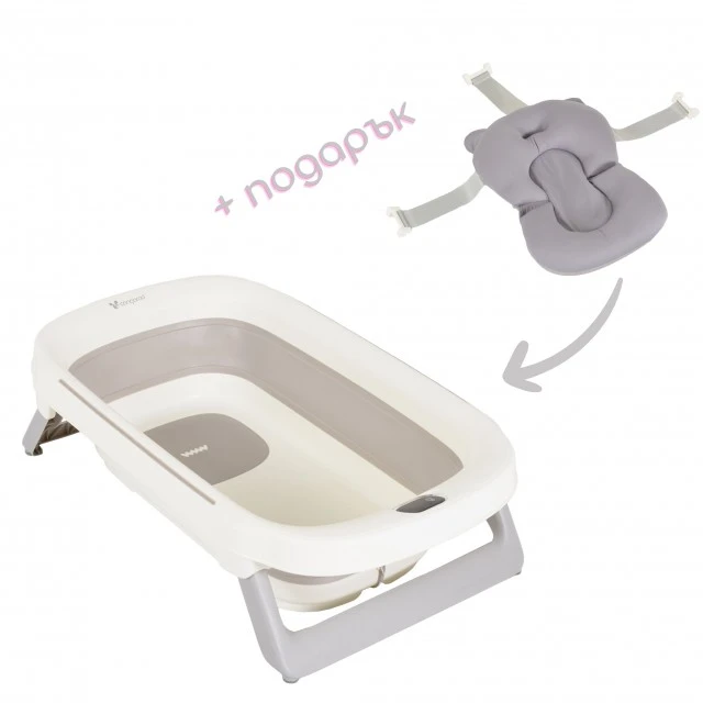 Folding bathtub Morea + gift mat gray
