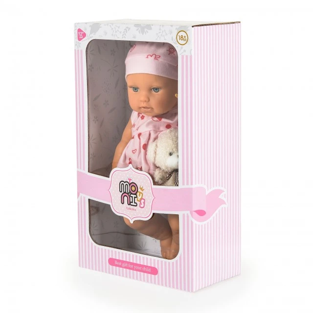 Doll 30 cm Bear & Baby with pink dress LS1255-7