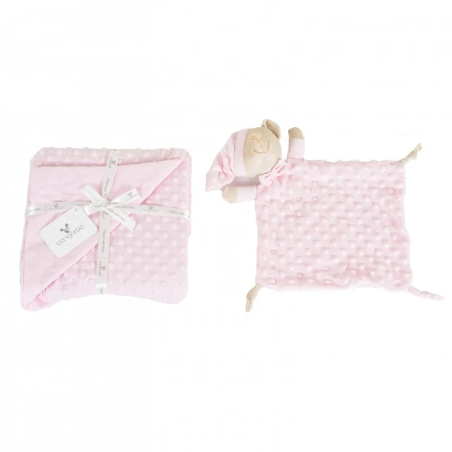 Blanket 75/100 cm with toy Bennie pink