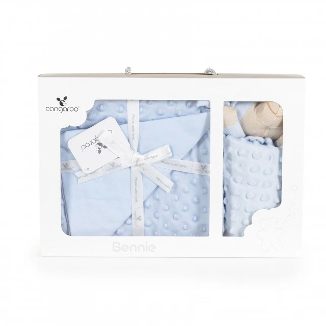 Blanket 75/100 cm with toy Bennie blue