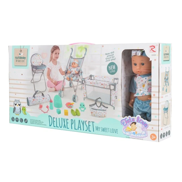Doll 36cm set with bed, crib and chair 82868
