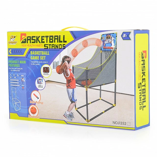 Basketball hoop with net is an electronic scoreboard J1352