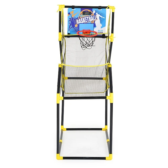 Basketball hoop with net is an electronic scoreboard J1352