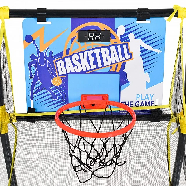 Basketball hoop with net is an electronic scoreboard J1352