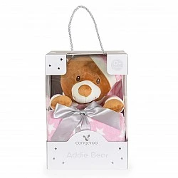 Blanket 90/75 cm with pink Addie Bear toy